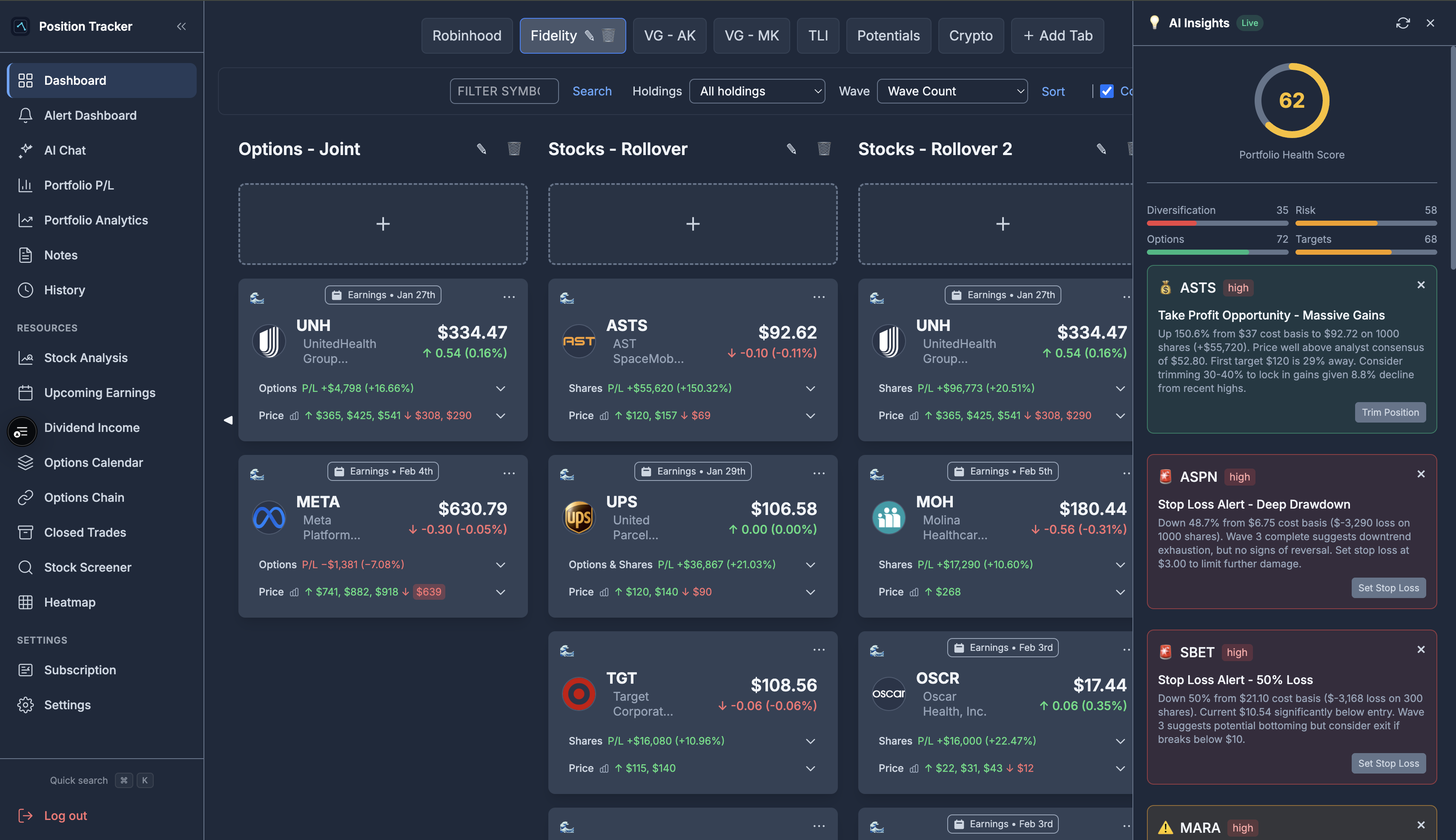 Portfolio Command Center screenshot