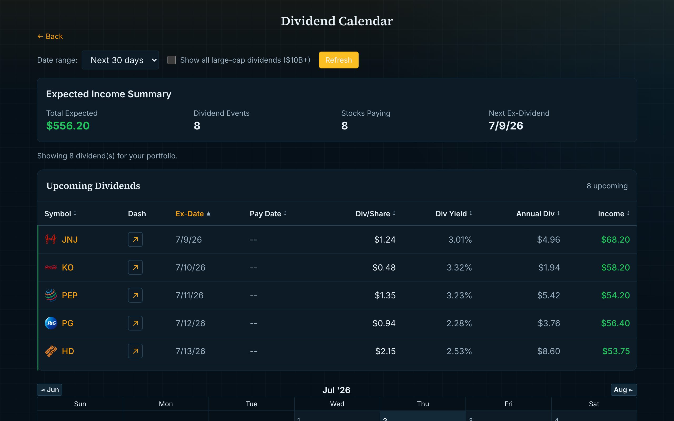 dividends — Position Tracker