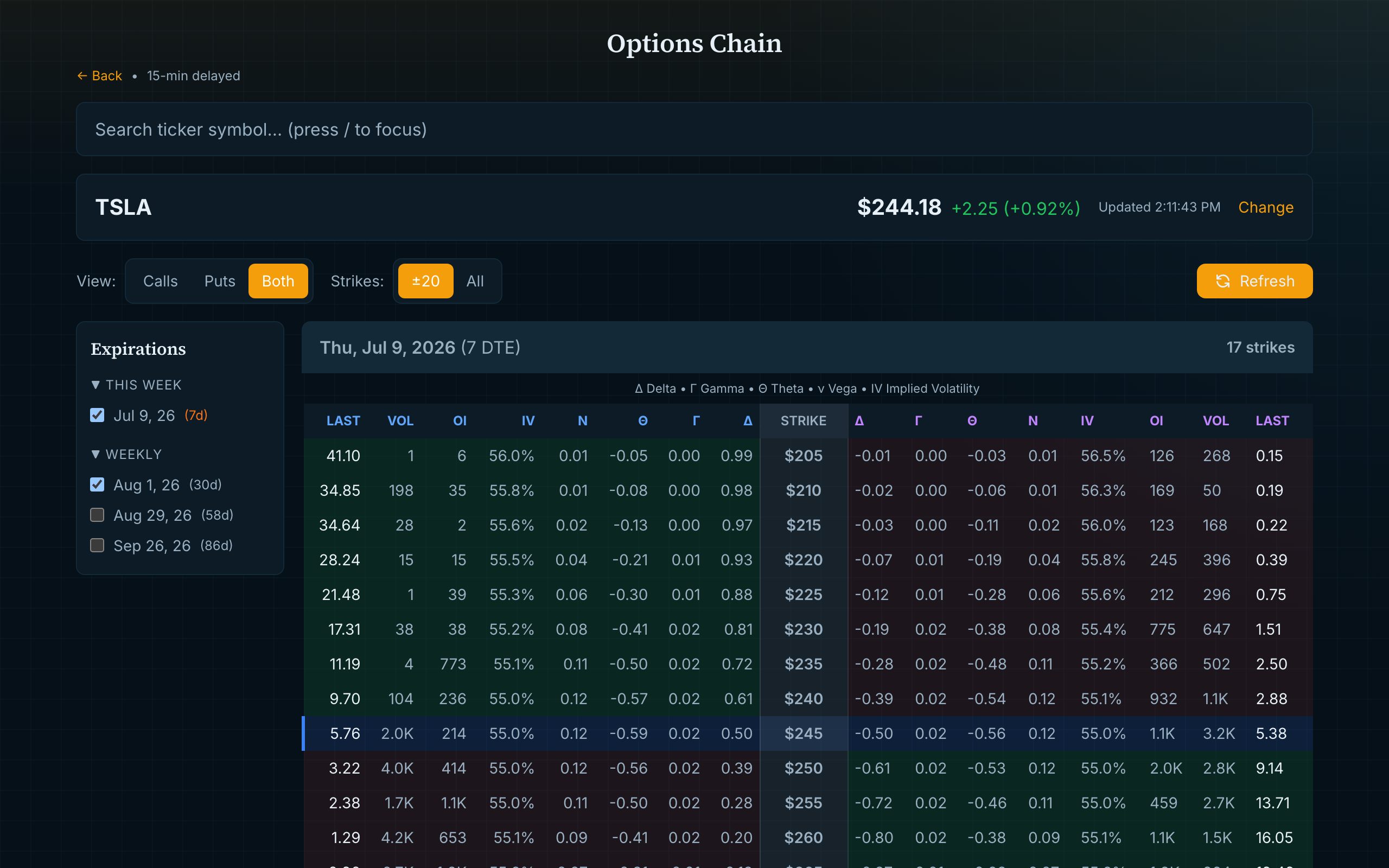 options — Position Tracker