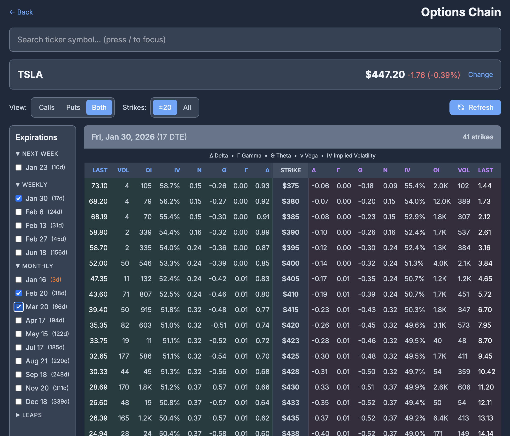 Real-Time Options Intelligence screenshot
